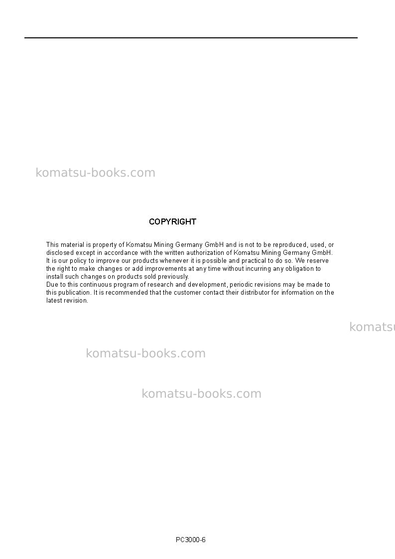 Komatsu pc3000e-6deu Operation manual cover Page 2 Komatsu pc3000e-6deu Operation manual cover Page 2