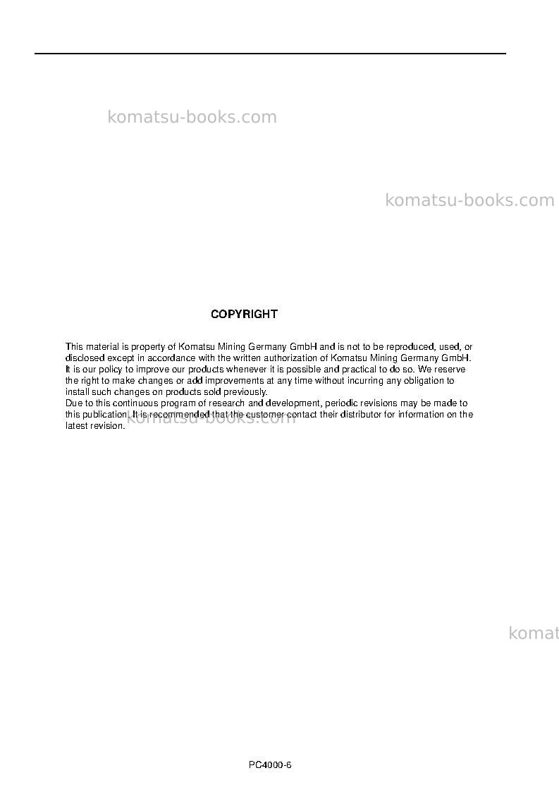 Komatsu pc4000e-6deu Operation manual cover Page 2 Komatsu pc4000e-6deu Operation manual cover Page 2