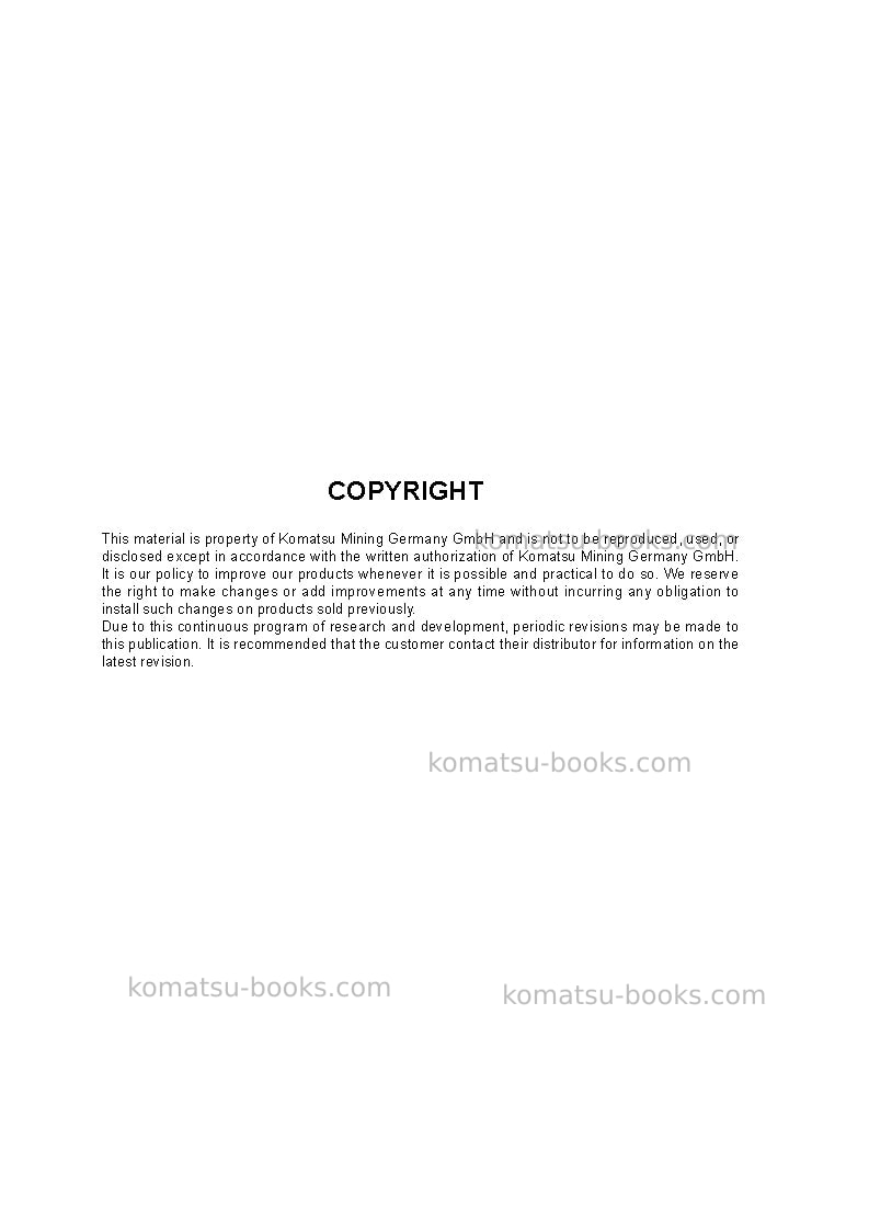 Komatsu pc8000-6deu Operation manual cover Page 2 Komatsu pc8000-6deu Operation manual cover Page 2