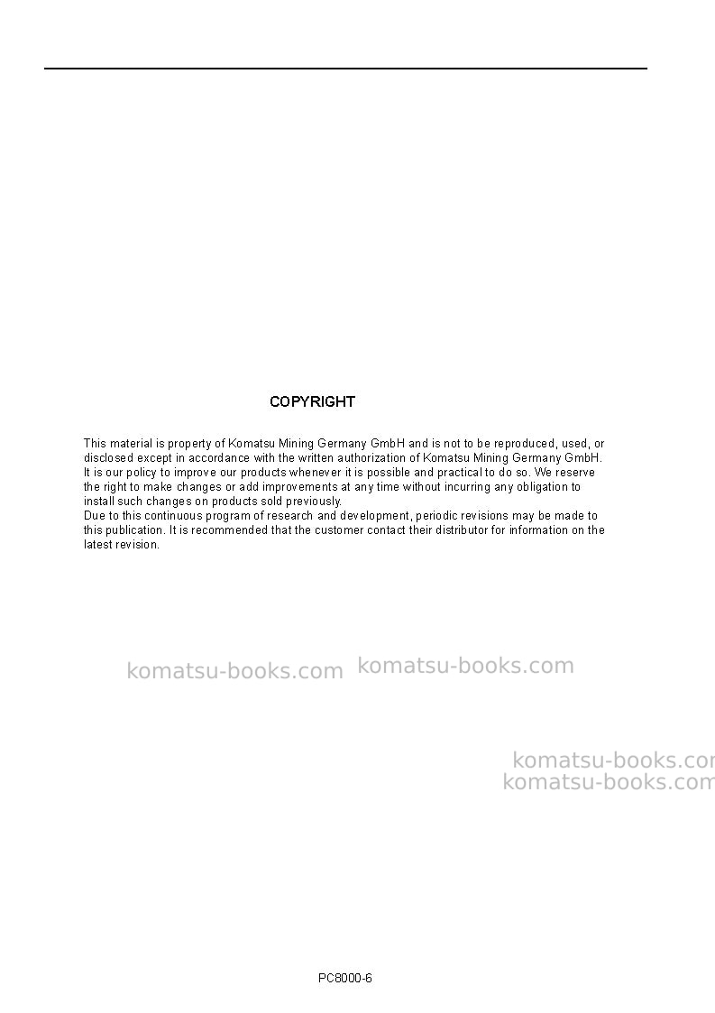 Komatsu pc8000e-6deu Operation manual cover Page 2