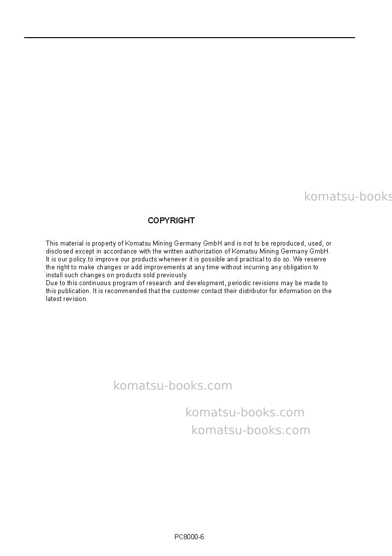 Komatsu pc8000e-6deu Operation manual cover Page 2 Komatsu pc8000e-6deu Operation manual cover Page 2