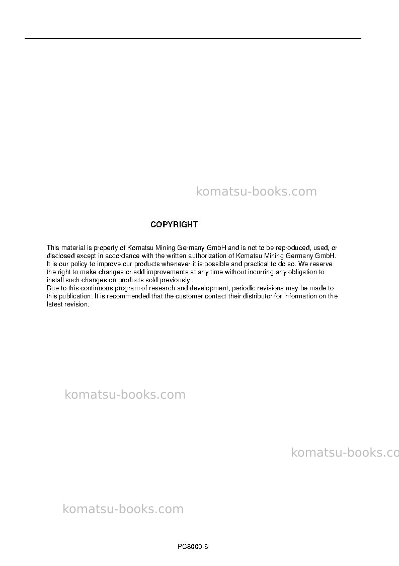 Komatsu pc8000e-6deu Operation manual cover Page 2