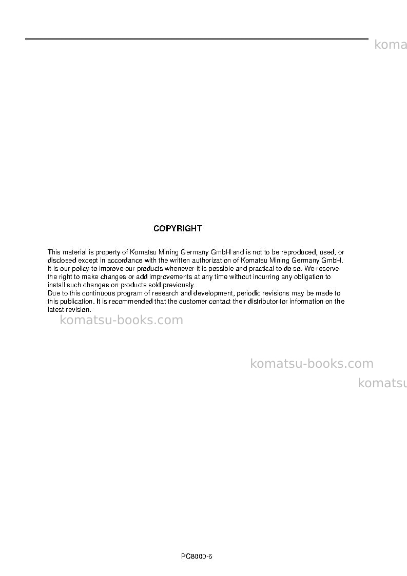 Komatsu pc8000e-6deu Operation manual cover Page 2