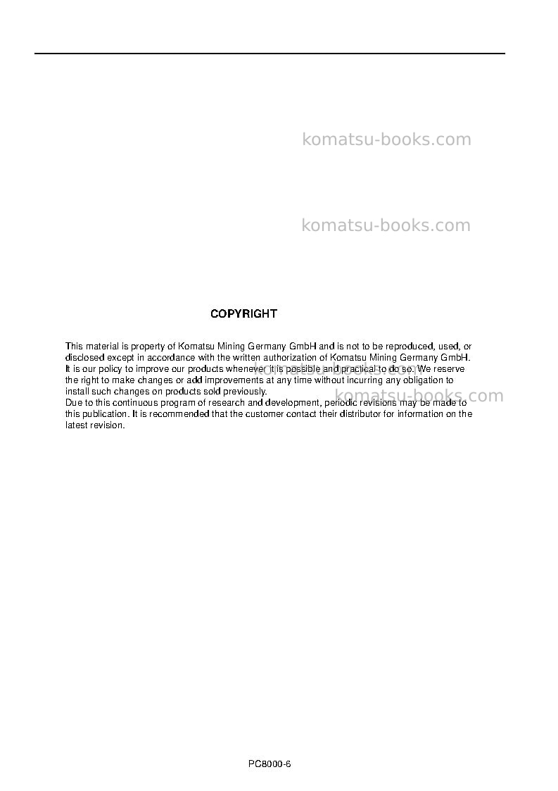 Komatsu pc8000e-6deu Operation manual cover Page 2