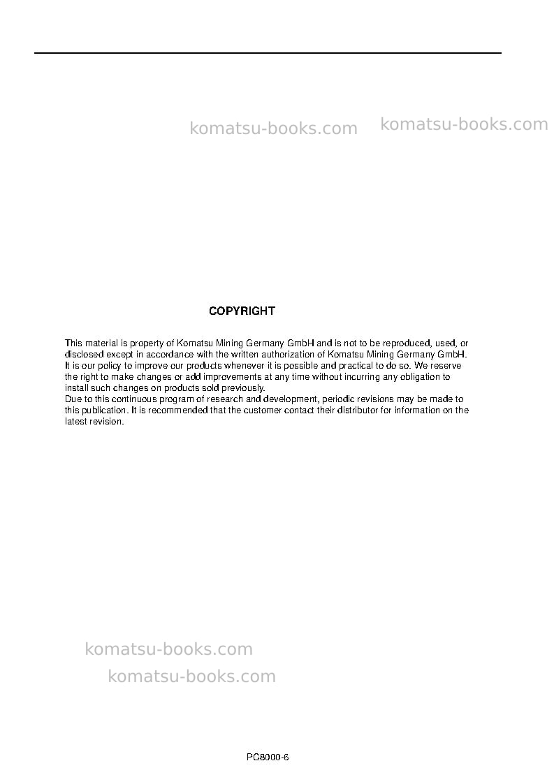 Komatsu pc8000e-6deu Operation manual cover Page 2 Komatsu pc8000e-6deu Operation manual cover Page 2