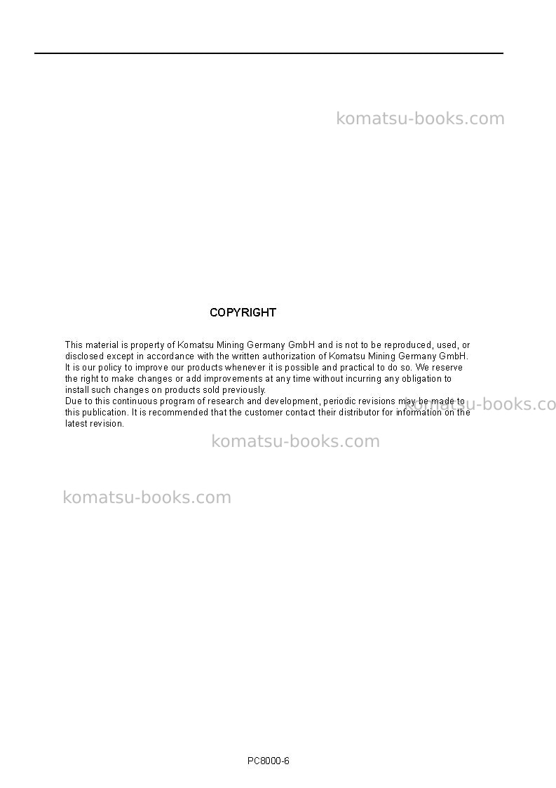 Komatsu pc8000e-6deu Operation manual cover Page 2