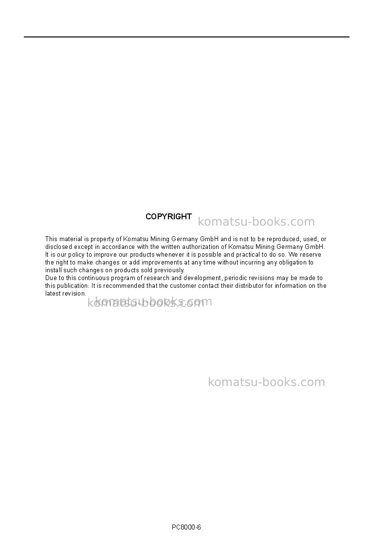 Komatsu pc8000e-6deu Operation manual cover Page 2 Komatsu pc8000e-6deu Operation manual cover Page 2