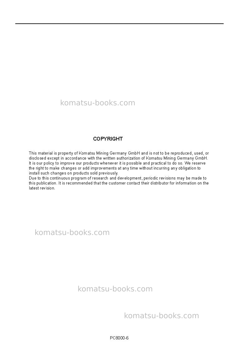 Komatsu pc8000e-6deu Operation manual cover Page 2