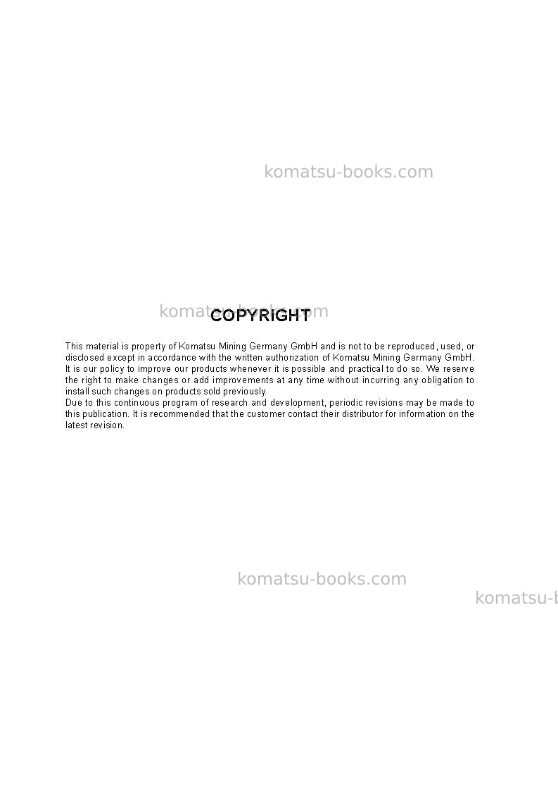 Komatsu pc5500-6deu-electric motor Operation manual cover Page 2 Komatsu pc5500-6deu-electric motor Operation manual cover Page 2