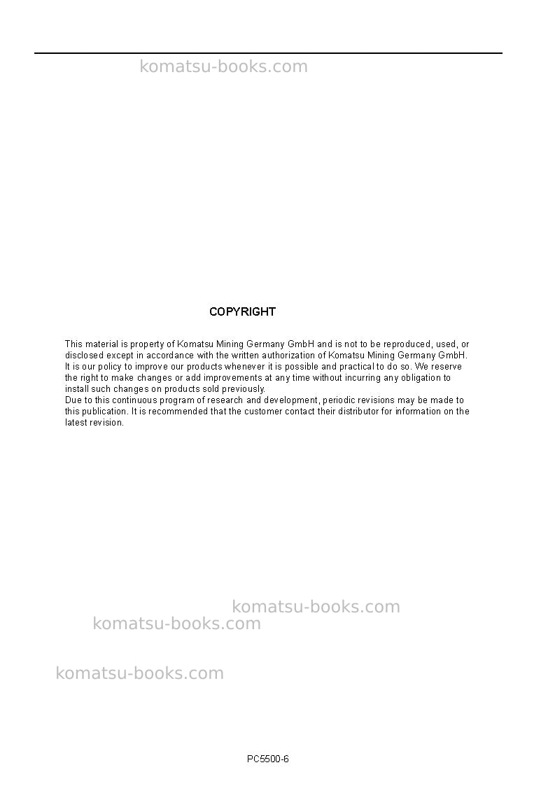 Komatsu pc5500e-6deu Operation manual cover Page 2 Komatsu pc5500e-6deu Operation manual cover Page 2