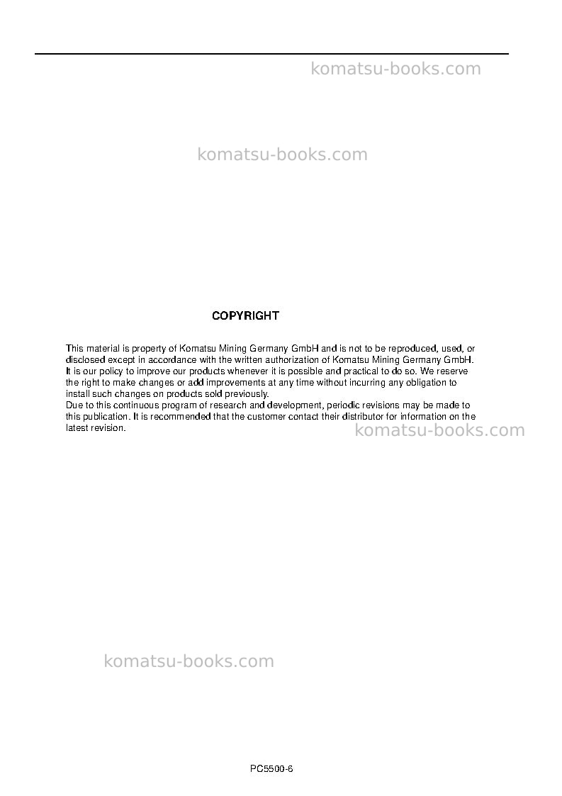Komatsu pc5500-6deu-diesel Operation manual cover Page 2