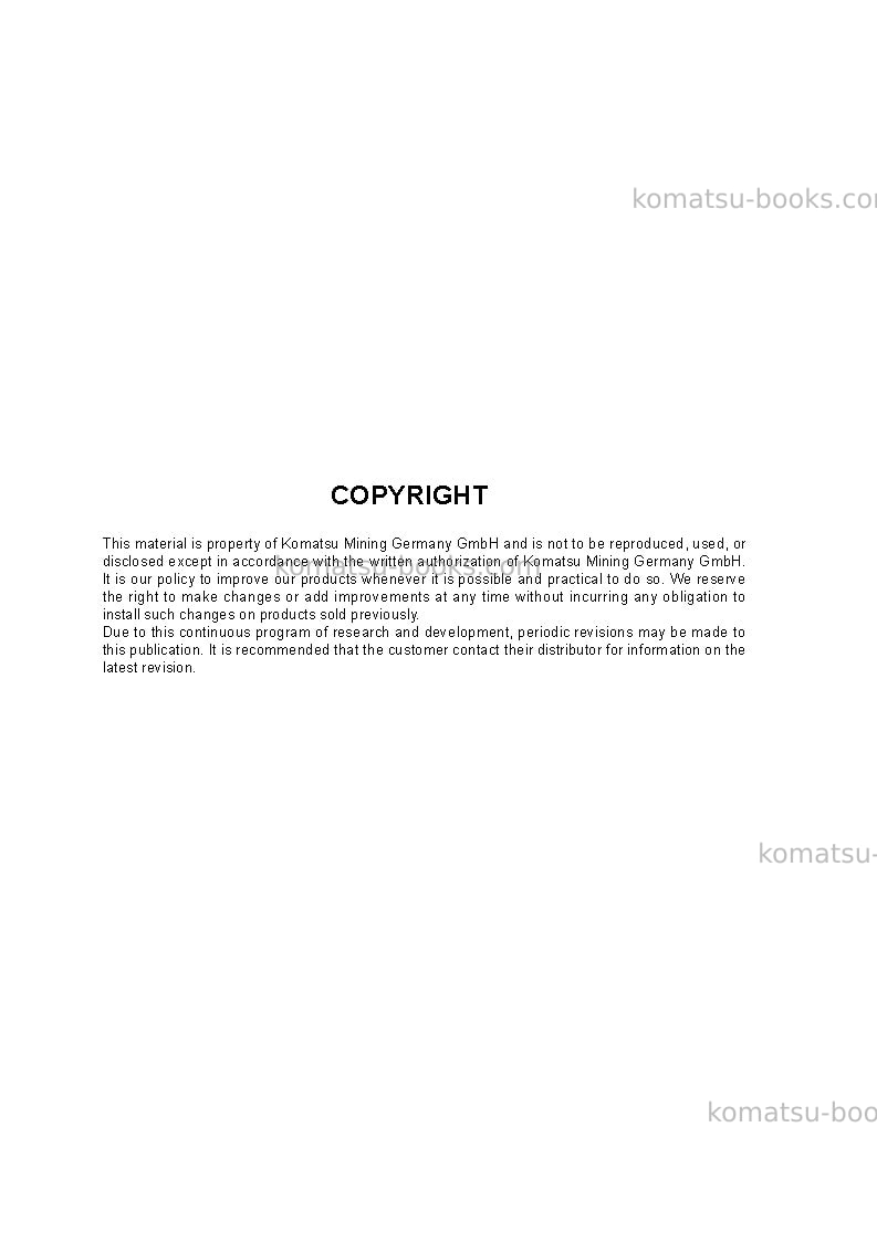 Komatsu pc3000-6deu Operation manual cover Page 2 Komatsu pc3000-6deu Operation manual cover Page 2