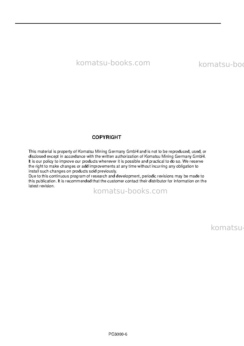 Komatsu pc3000-6deu Operation manual cover Page 2