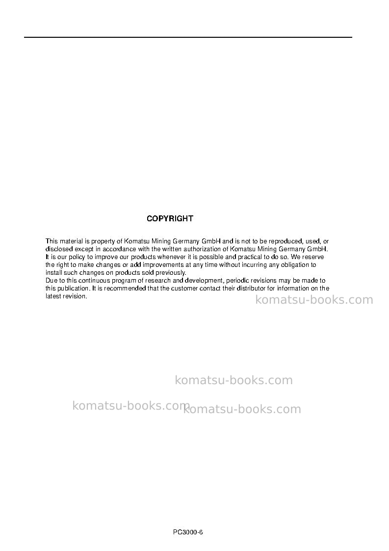 Komatsu pc3000e-6deu Operation manual cover Page 2 Komatsu pc3000e-6deu Operation manual cover Page 2