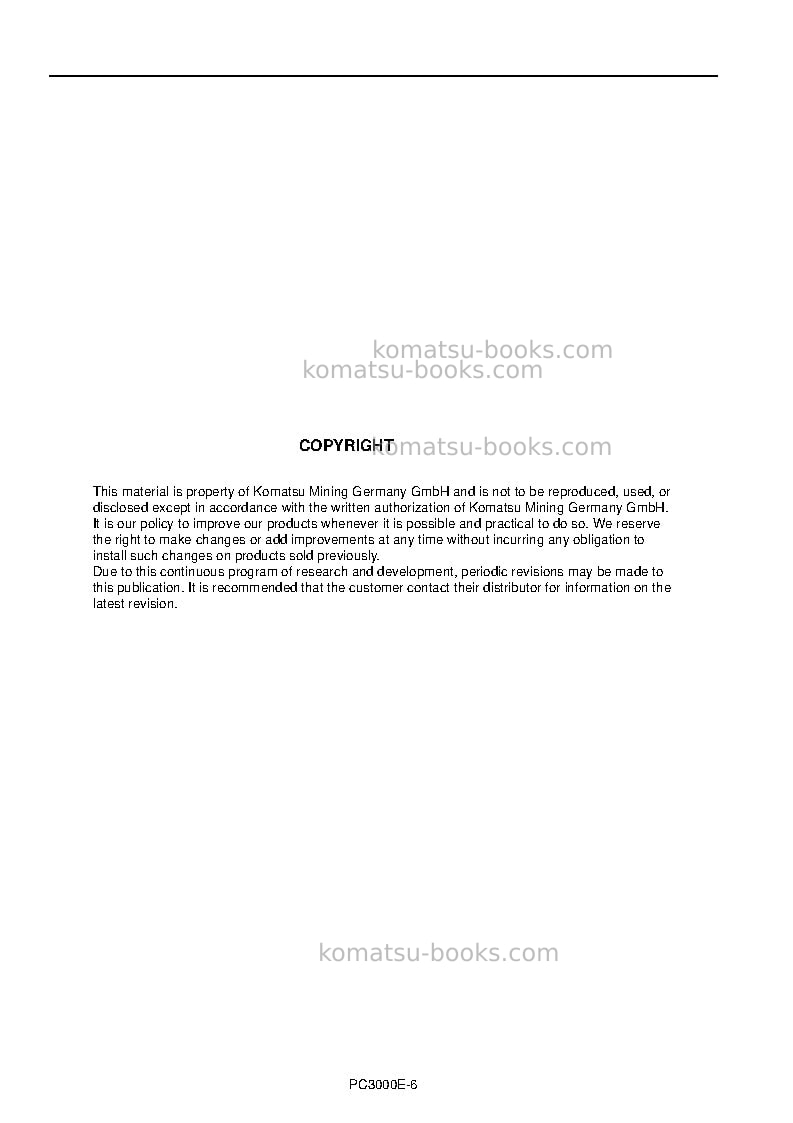 Komatsu pc3000e-6deu Operation manual cover Page 2 Komatsu pc3000e-6deu Operation manual cover Page 2
