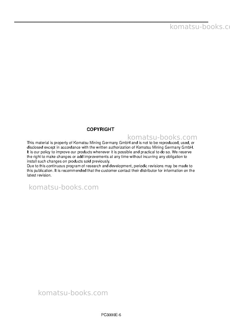 Komatsu pc3000e-6deu Operation manual cover Page 2 Komatsu pc3000e-6deu Operation manual cover Page 2