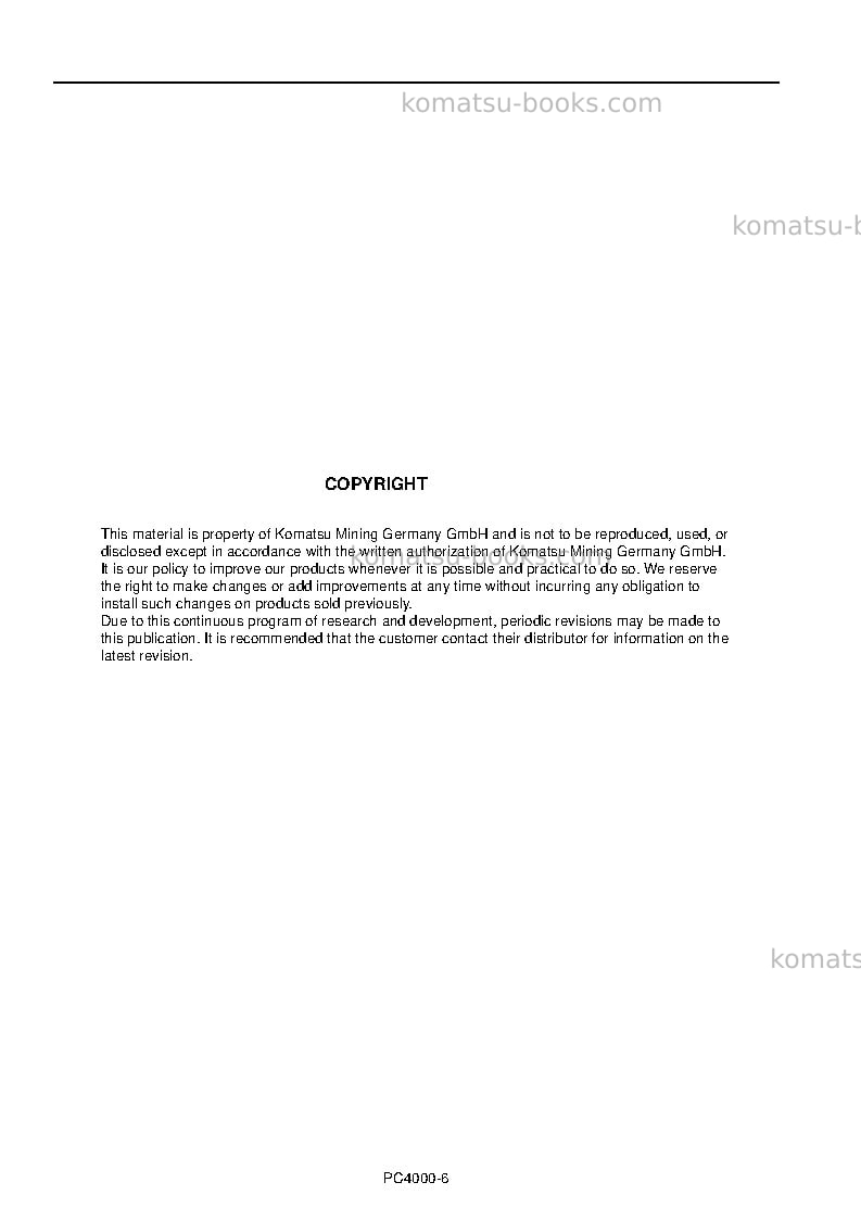 Komatsu pc4000-6deu Operation manual cover Page 2