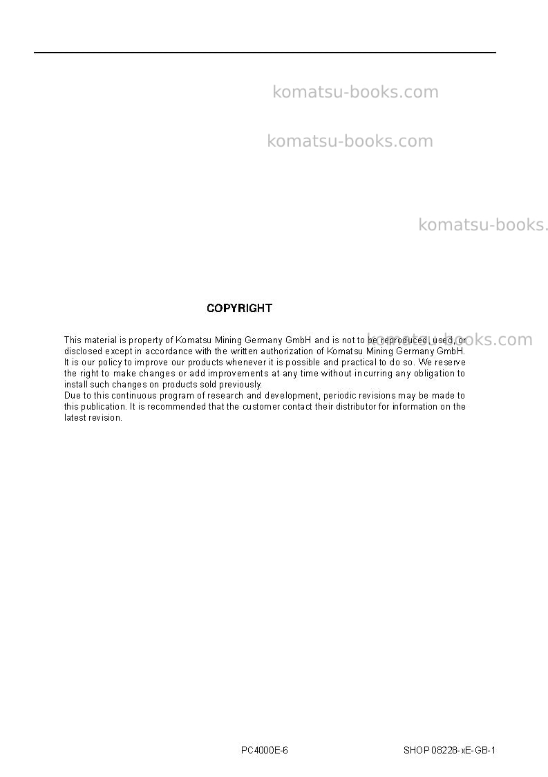 Komatsu pc4000e-6deu Repair & maintenance cover Page 2
