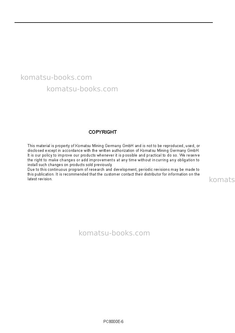 Komatsu pc8000e-6deu Repair & maintenance cover Page 2 Komatsu pc8000e-6deu Repair & maintenance cover Page 2