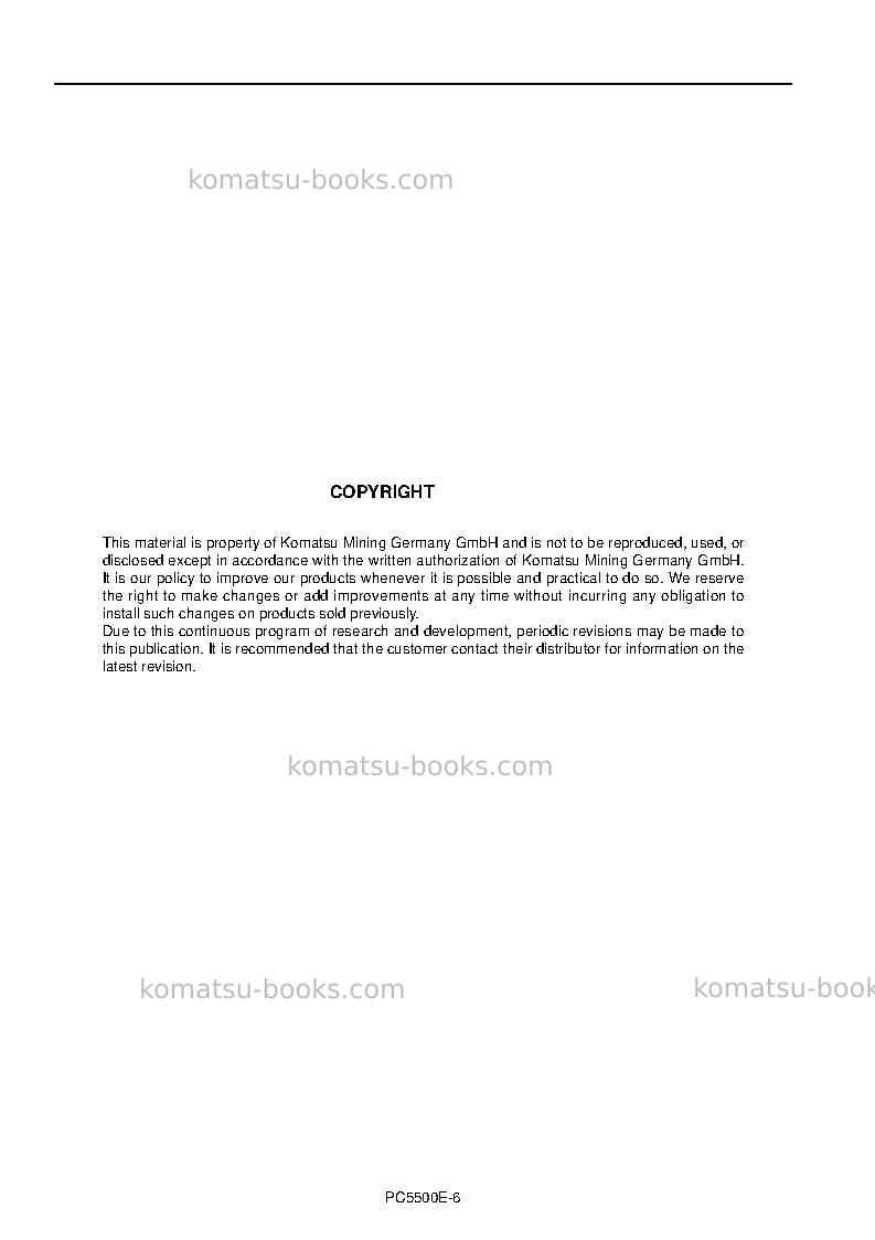 Komatsu pc5500e-6deu Repair & maintenance cover Page 2 Komatsu pc5500e-6deu Repair & maintenance cover Page 2