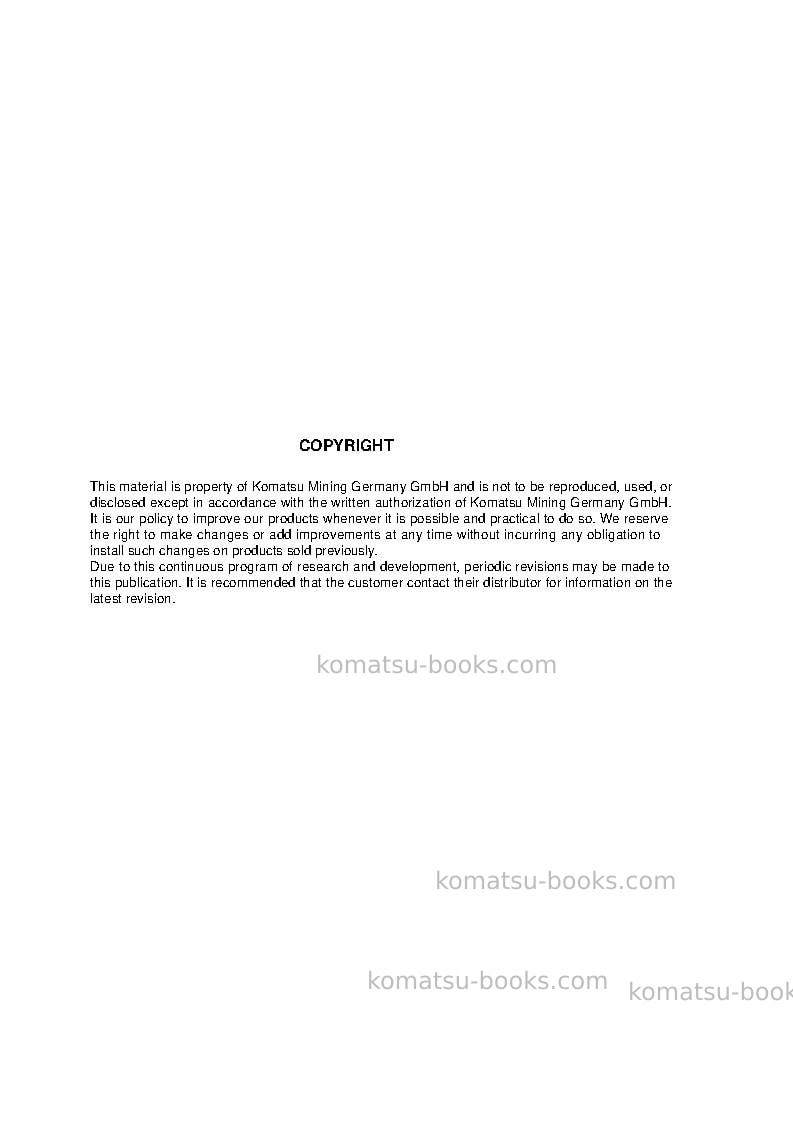 Komatsu pc3000-6deu Field assembly manual cover Page 2 Komatsu pc3000-6deu Field assembly manual cover Page 2