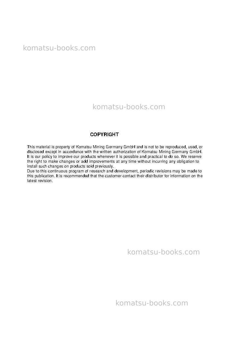 Komatsu pc4000e-6deu Field assembly manual cover Page 2 Komatsu pc4000e-6deu Field assembly manual cover Page 2