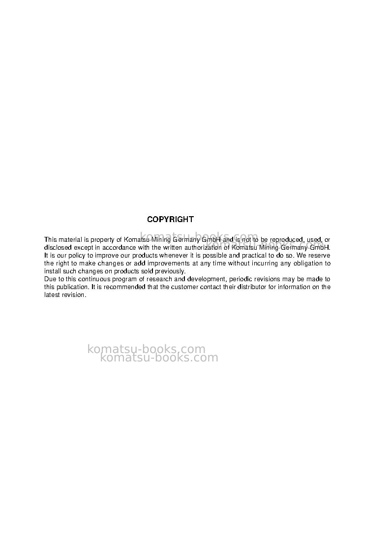 Komatsu pc4000e-6deu Field assembly manual cover Page 2 Komatsu pc4000e-6deu Field assembly manual cover Page 2