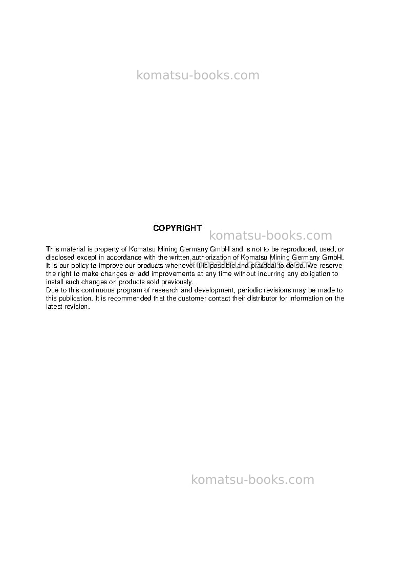 Komatsu pc4000-6deu Field assembly manual cover Page 2 Komatsu pc4000-6deu Field assembly manual cover Page 2