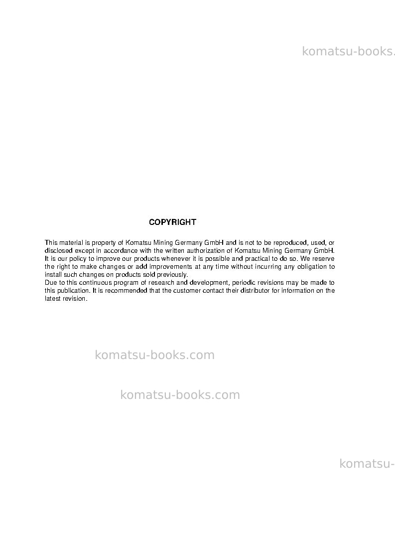 Komatsu pc8000-6deu Field assembly manual cover Page 2 Komatsu pc8000-6deu Field assembly manual cover Page 2