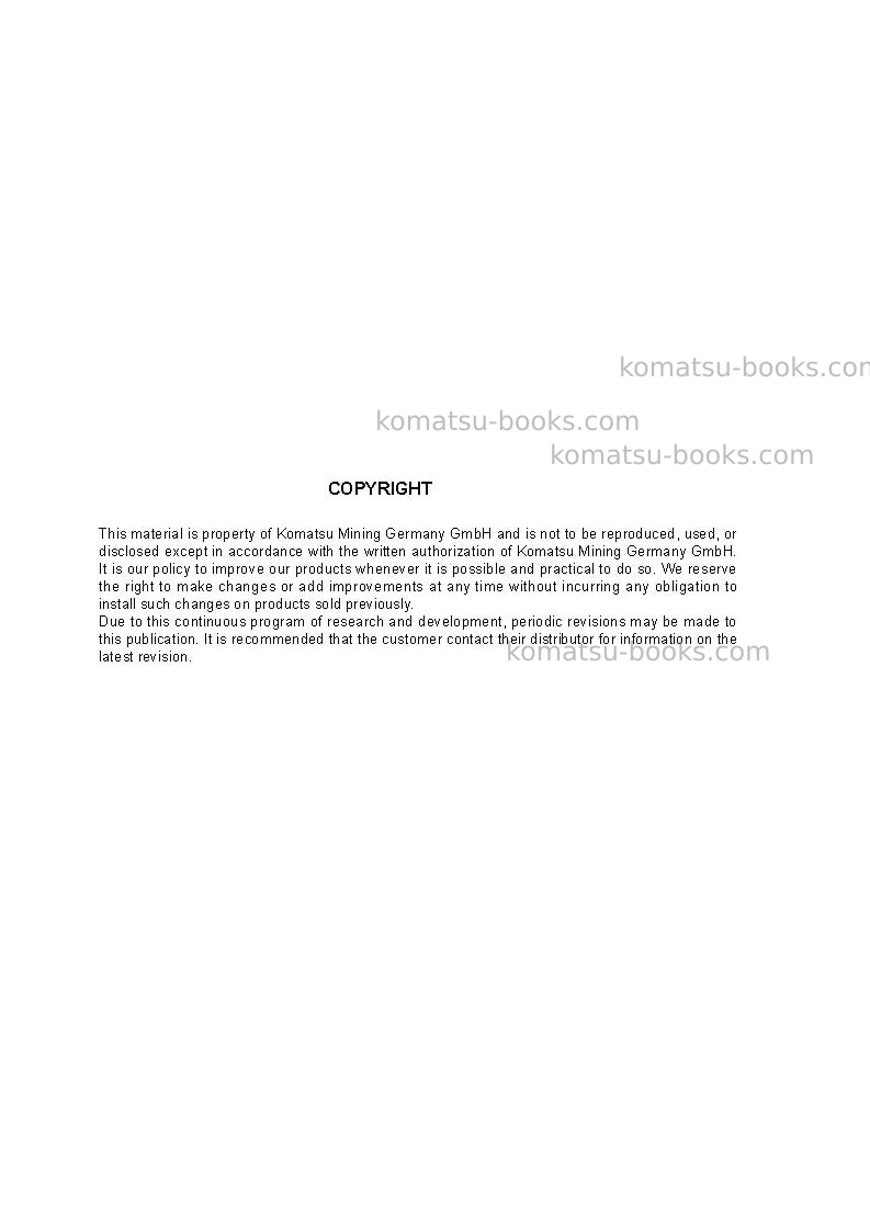 Komatsu pc5500e-6deu Field assembly manual cover Page 2 Komatsu pc5500e-6deu Field assembly manual cover Page 2