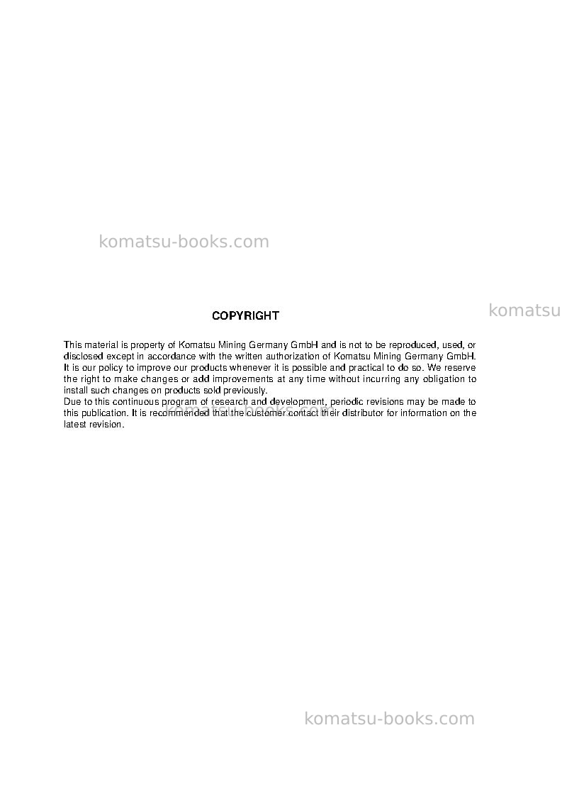 Komatsu pc5500e-6deu Field assembly manual cover Page 2 Komatsu pc5500e-6deu Field assembly manual cover Page 2