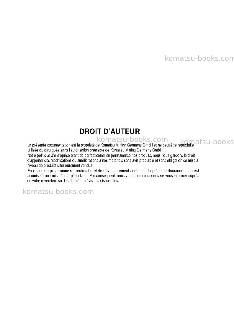 Komatsu pc5500-6deu Manuel d'utilisation couverture Page 2