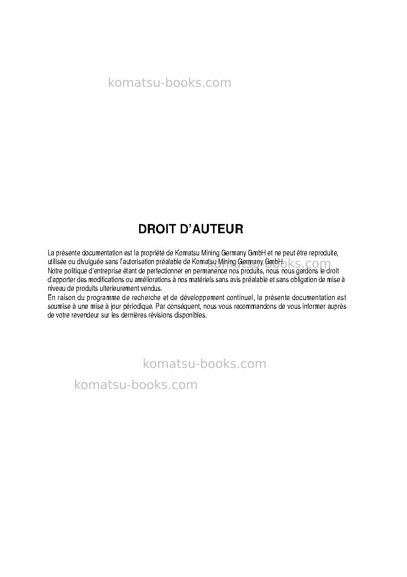 Komatsu pc5500-6deu Manuel d'utilisation couverture Page 2 Komatsu pc5500-6deu Manuel d'utilisation couverture Page 2