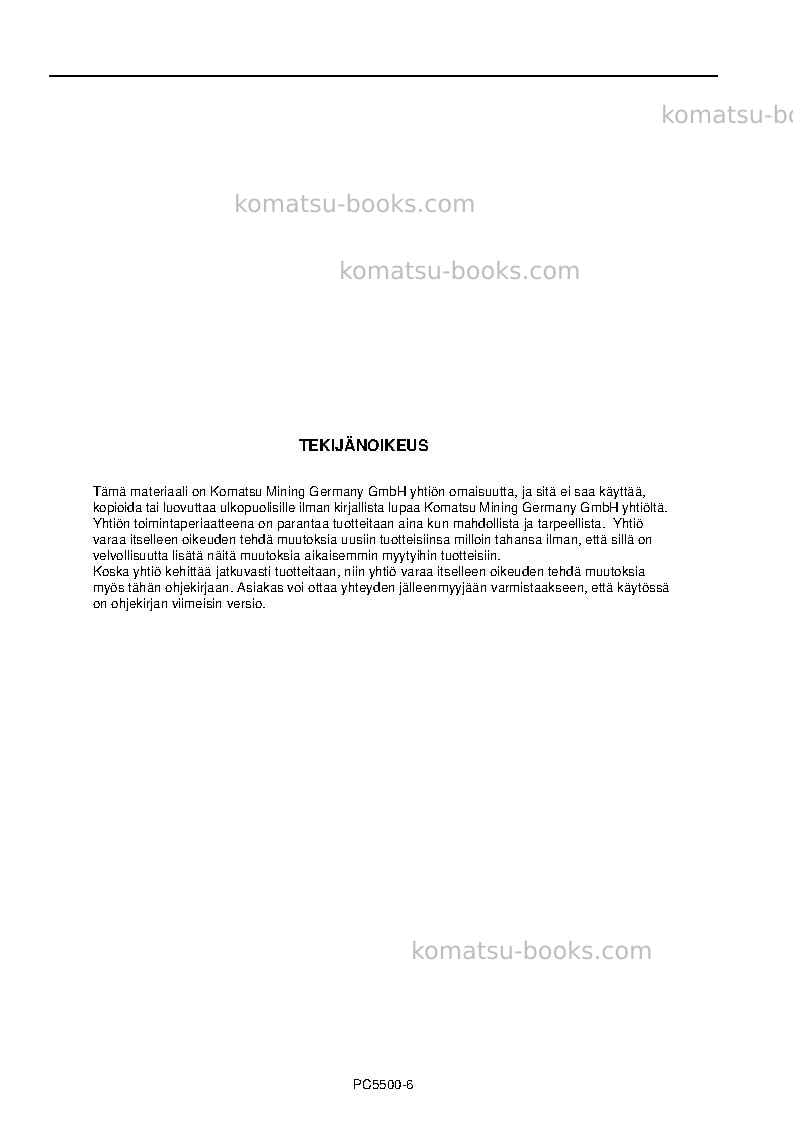 Komatsu pc5500e-6deu Manuale operativo copertina Pagina 2