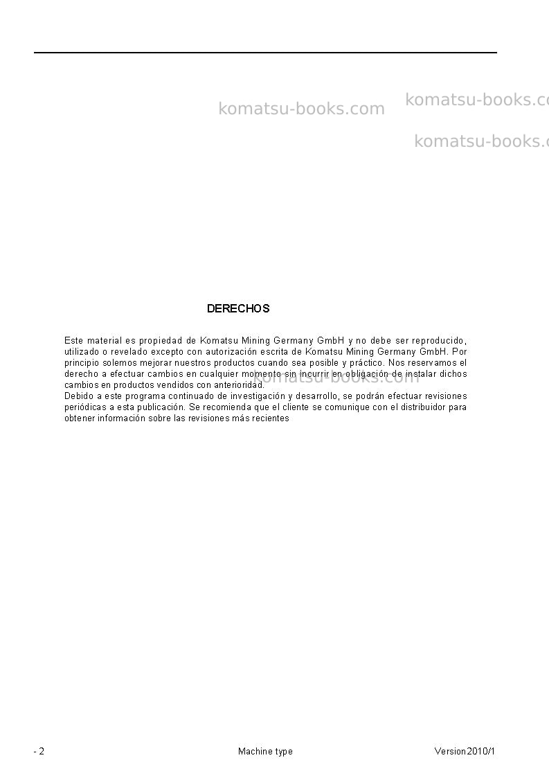 Komatsu pc4000-6deu Manual de operación cover Page 2 Komatsu pc4000-6deu Manual de operación cover Page 2