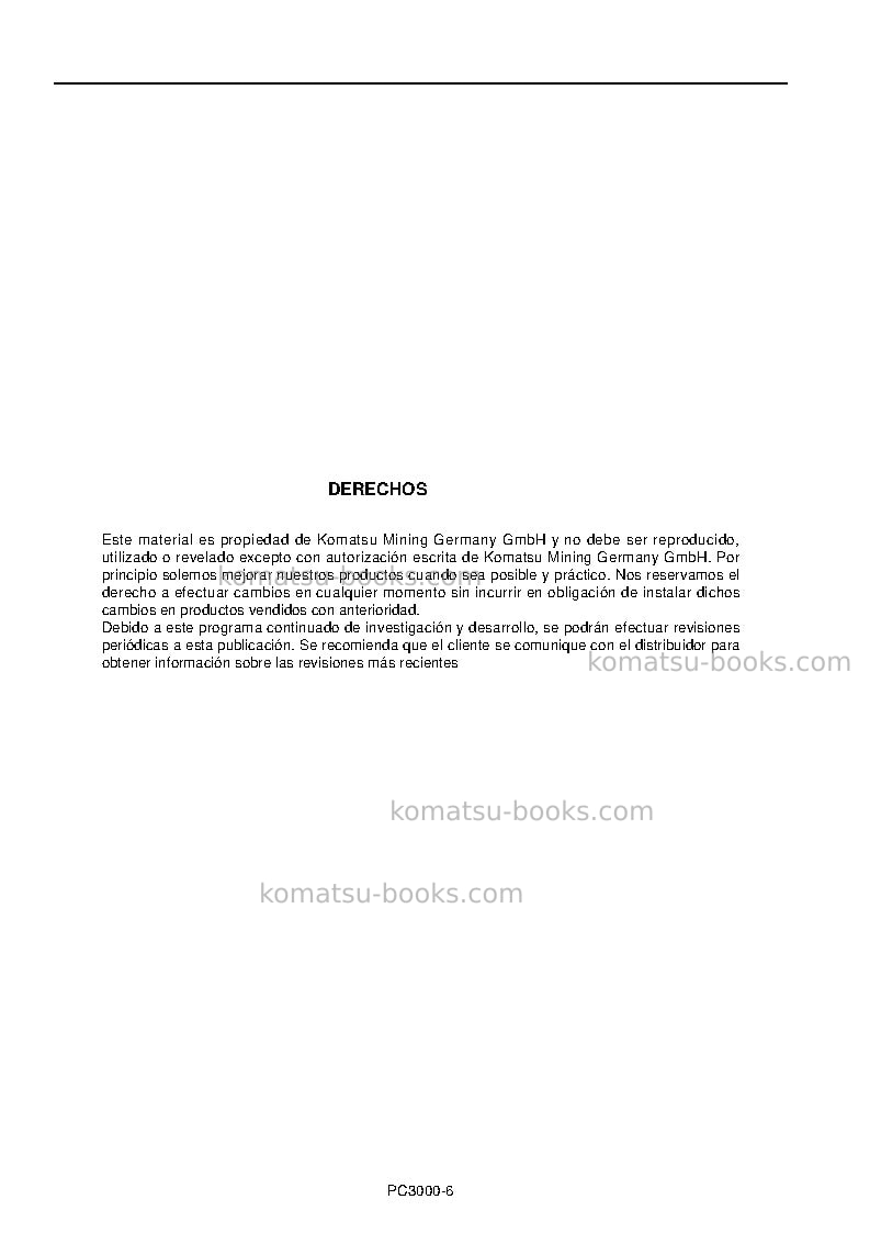 Komatsu pc3000-6deu Manual de operación cover Page 2 Komatsu pc3000-6deu Manual de operación cover Page 2