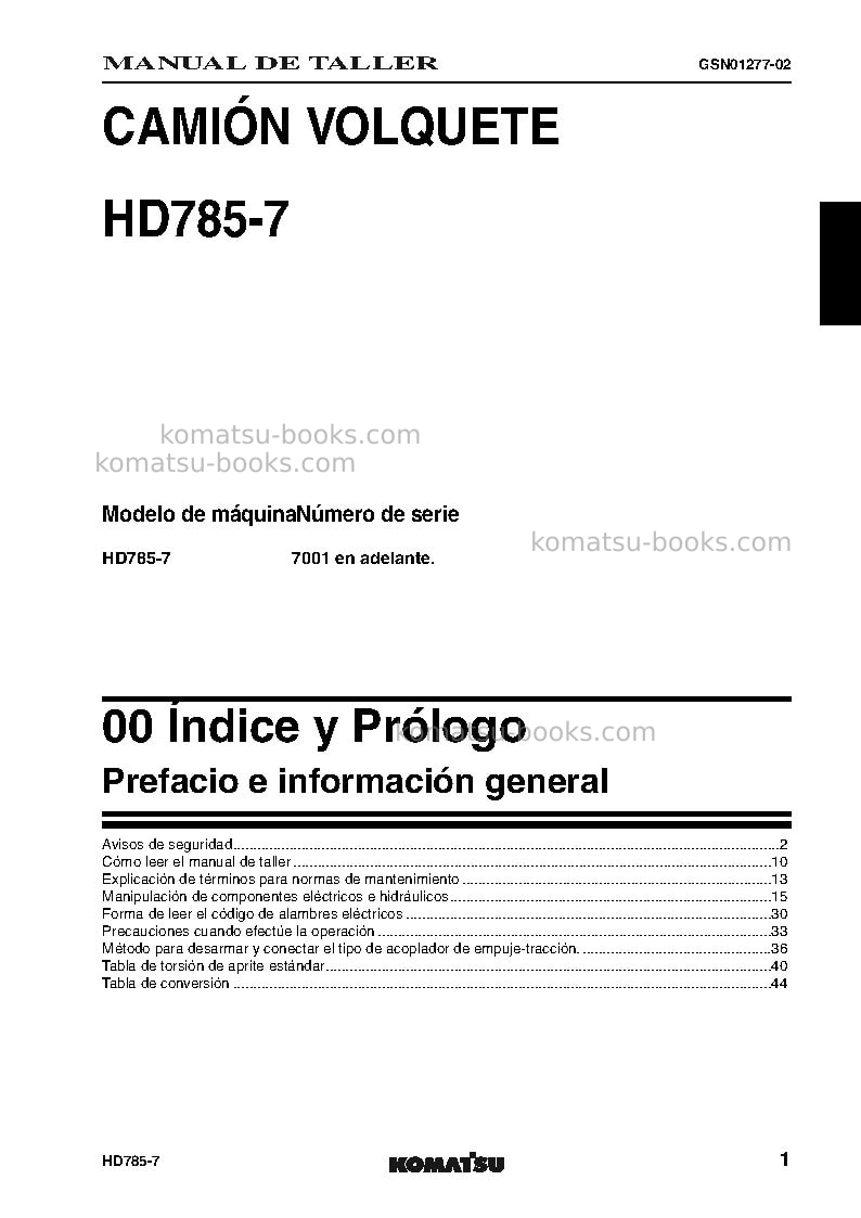 Komatsu hd785-7jpn Reparación y mantenimiento cover Page 2