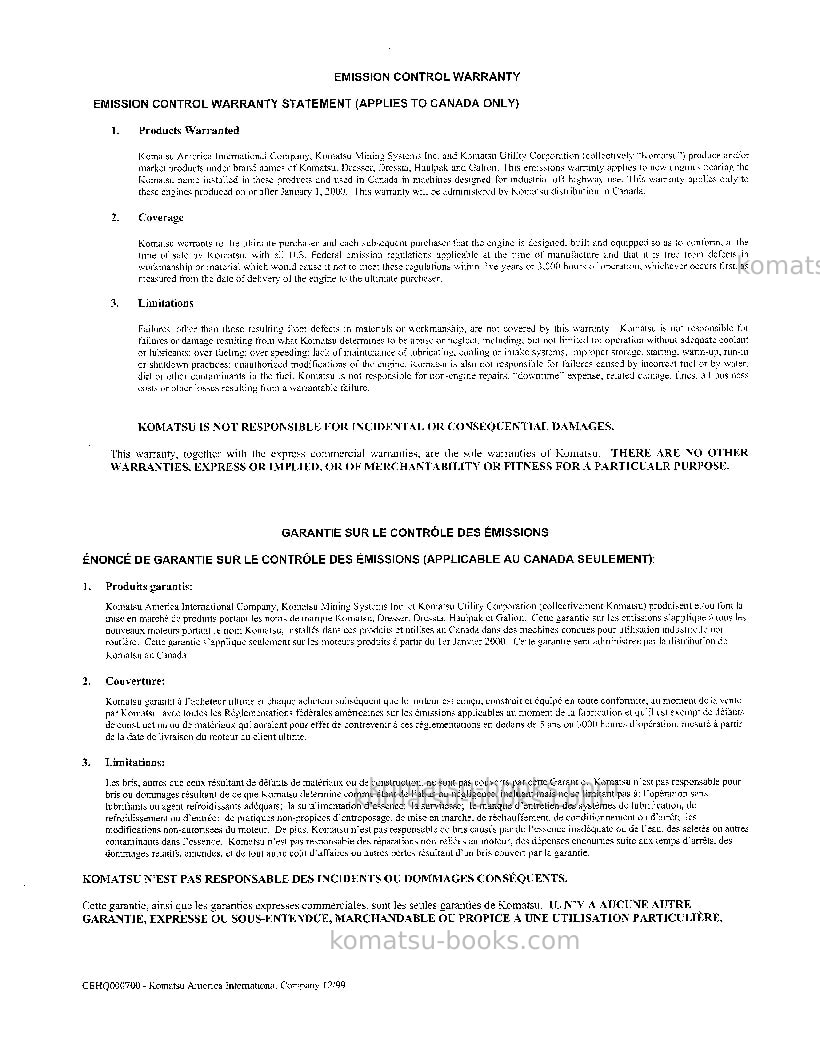 Komatsu d61ex-12bra Operation manual cover Page 2