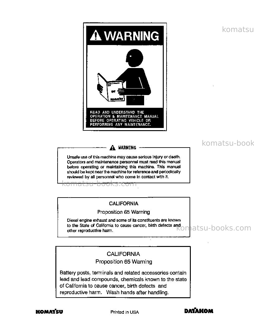 Komatsu d51pxi-22bra Operation manual cover Page 2 Komatsu d51pxi-22bra Operation manual cover Page 2