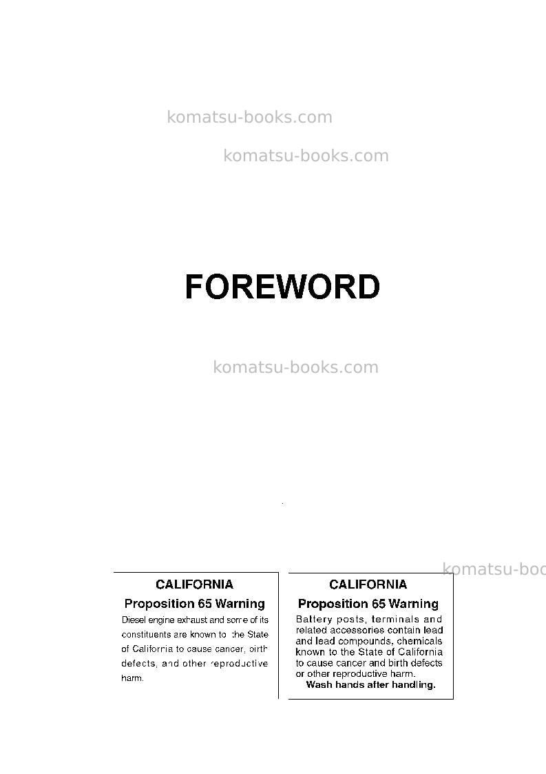 Komatsu d61ex-15bra Operation manual cover Page 2