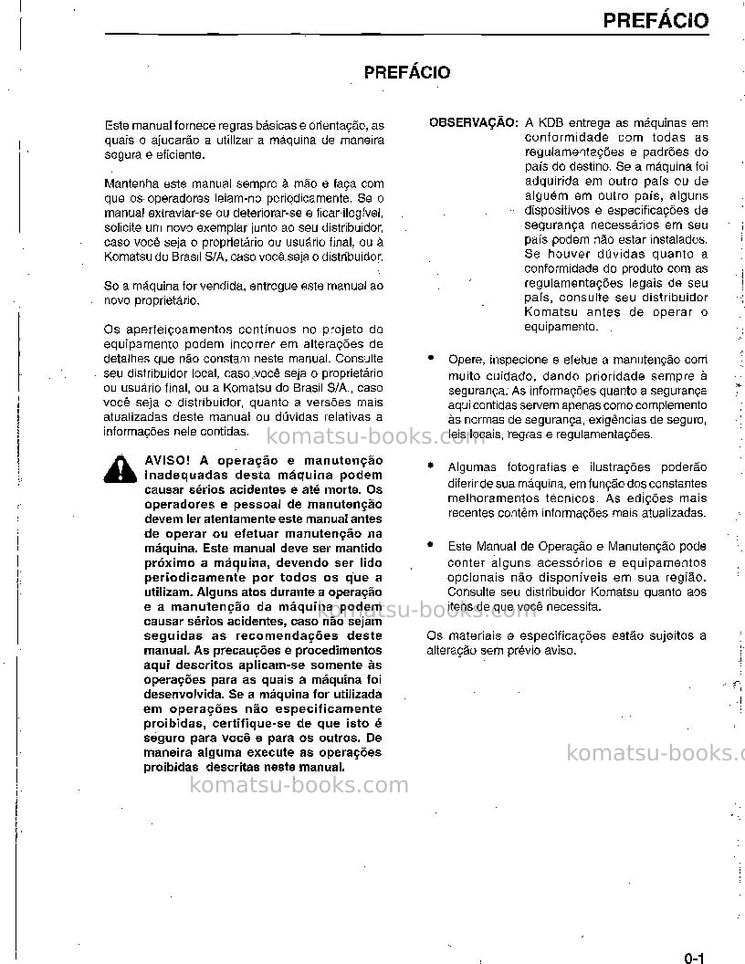 Komatsu wa180-1bra-b Manual de operação capa Página 2 Komatsu wa180-1bra-b Manual de operação capa Página 2
