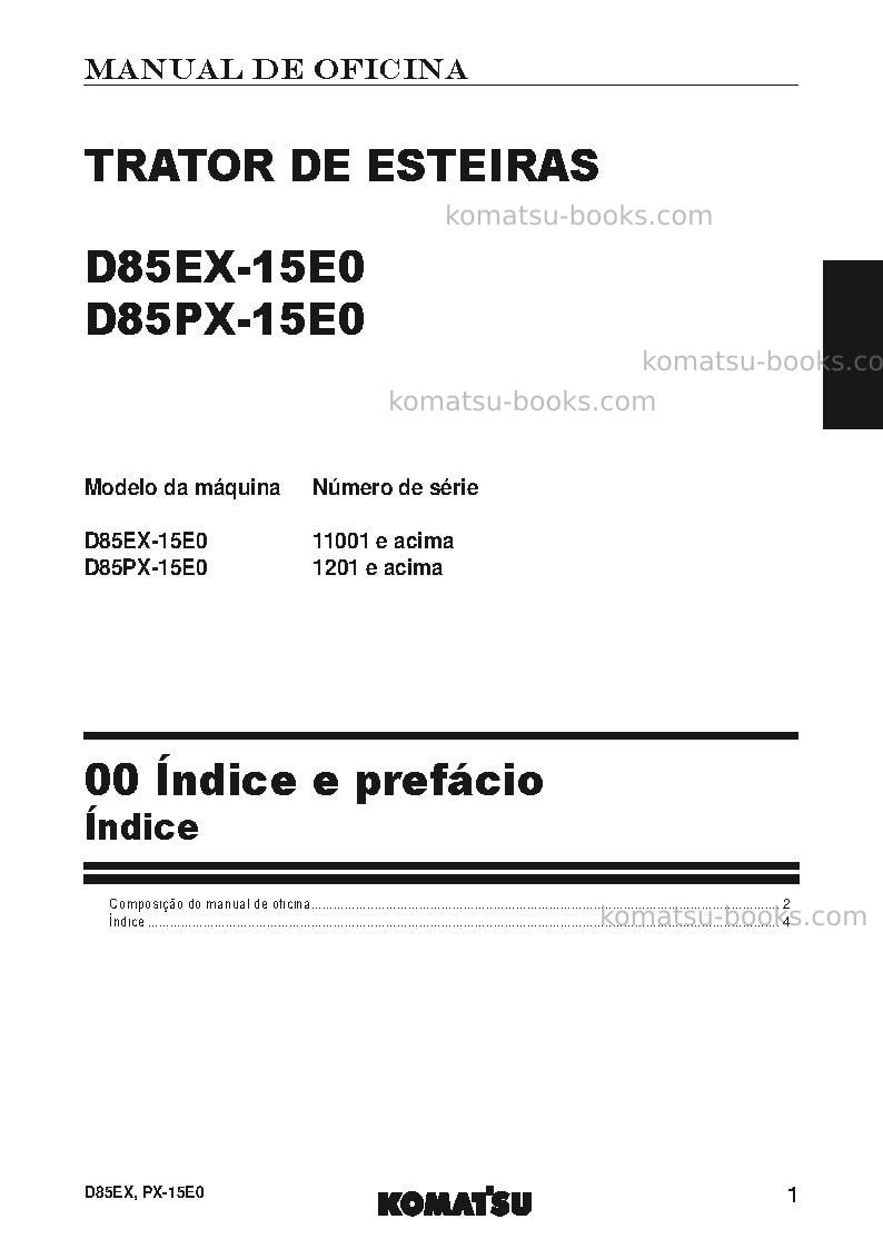 Komatsu d85px-15jpn-e0 Reparo e manutenção capa Página 2