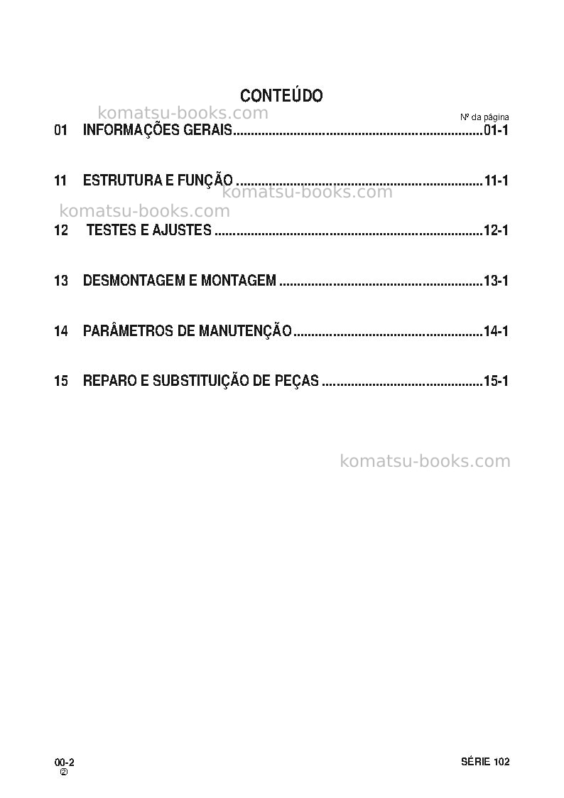 Komatsu 102 seriesbra Reparo e manutenção capa Página 2 Komatsu 102 seriesbra Reparo e manutenção capa Página 2