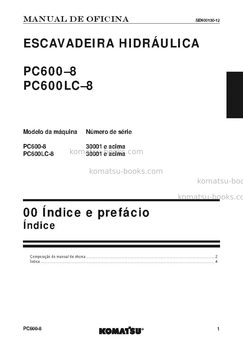 Komatsu pc600lc-8jpn Reparo e manutenção capa Página 2