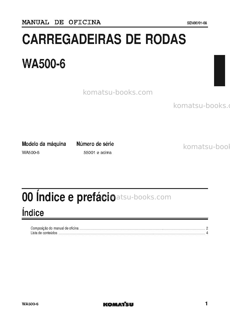Komatsu wa500-6jpn-for n. america Reparo e manutenção capa Página 2 Komatsu wa500-6jpn-for n. america Reparo e manutenção capa Página 2