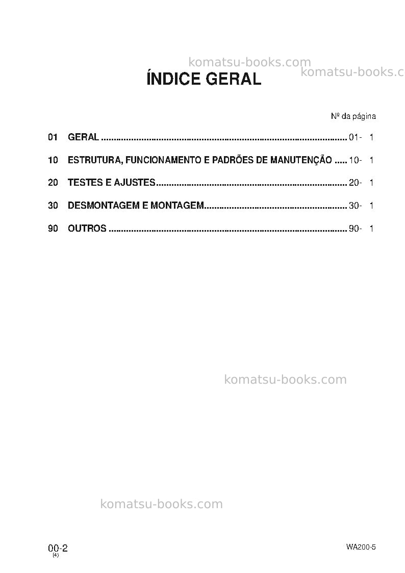 Komatsu wa200-5bra Reparo e manutenção capa Página 2