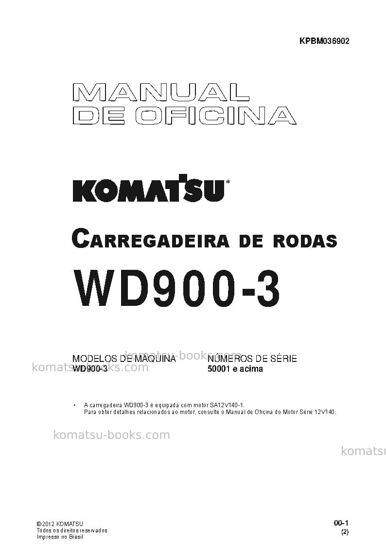 Komatsu wd900-3jpn Reparo e manutenção capa Página 2
