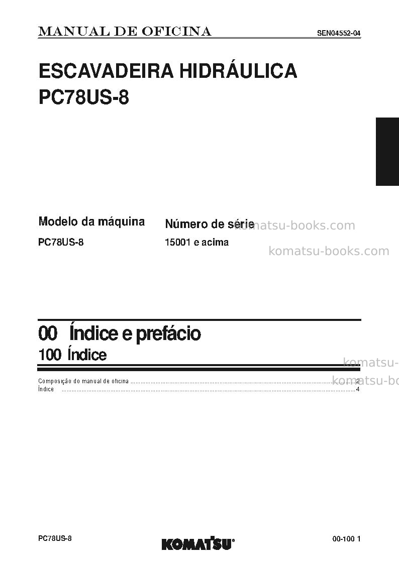Komatsu pc78us-8jpn Reparo e manutenção capa Página 2 Komatsu pc78us-8jpn Reparo e manutenção capa Página 2