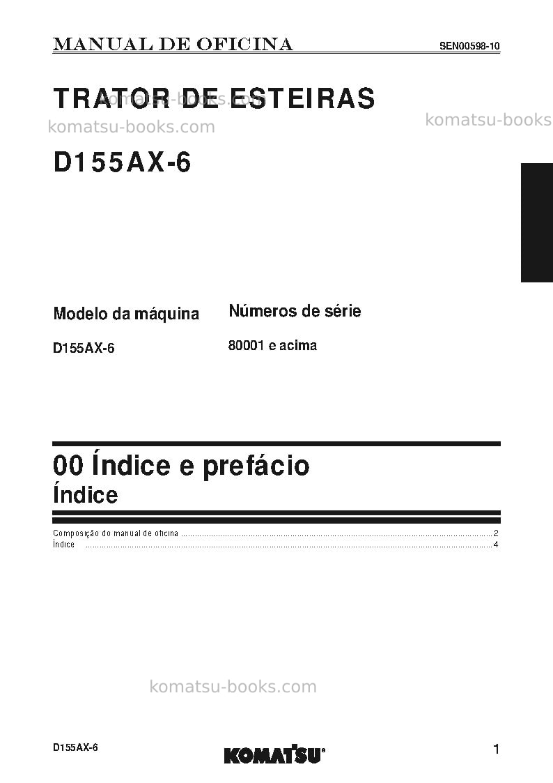 Komatsu d155ax-6jpn Reparo e manutenção capa Página 2 Komatsu d155ax-6jpn Reparo e manutenção capa Página 2