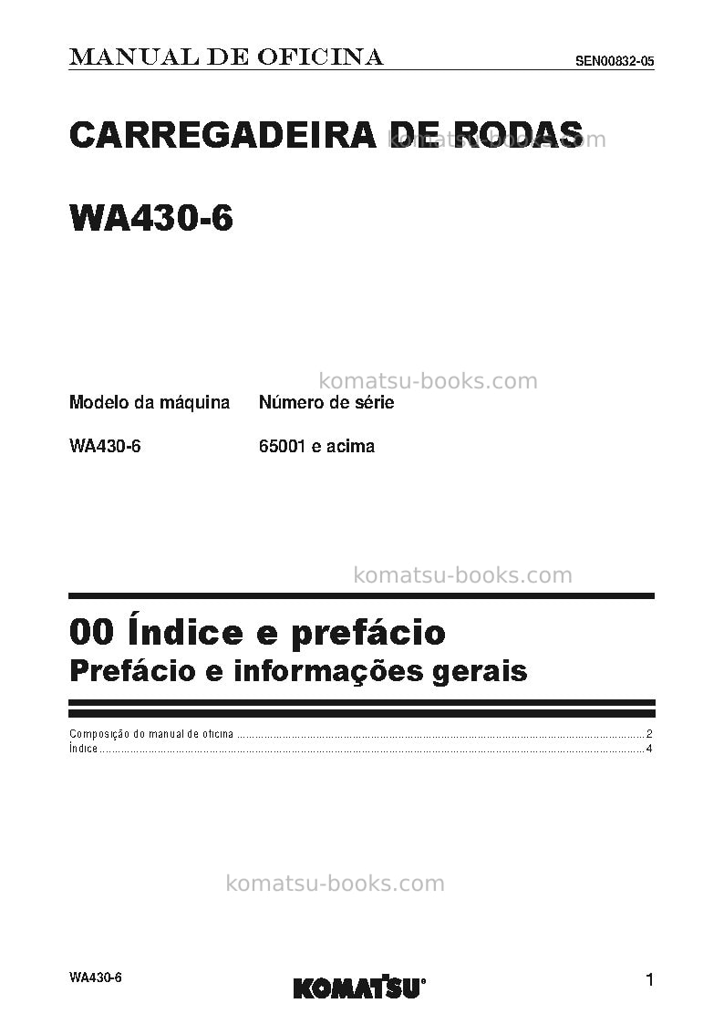 Komatsu wa430-6jpn Reparo e manutenção capa Página 2